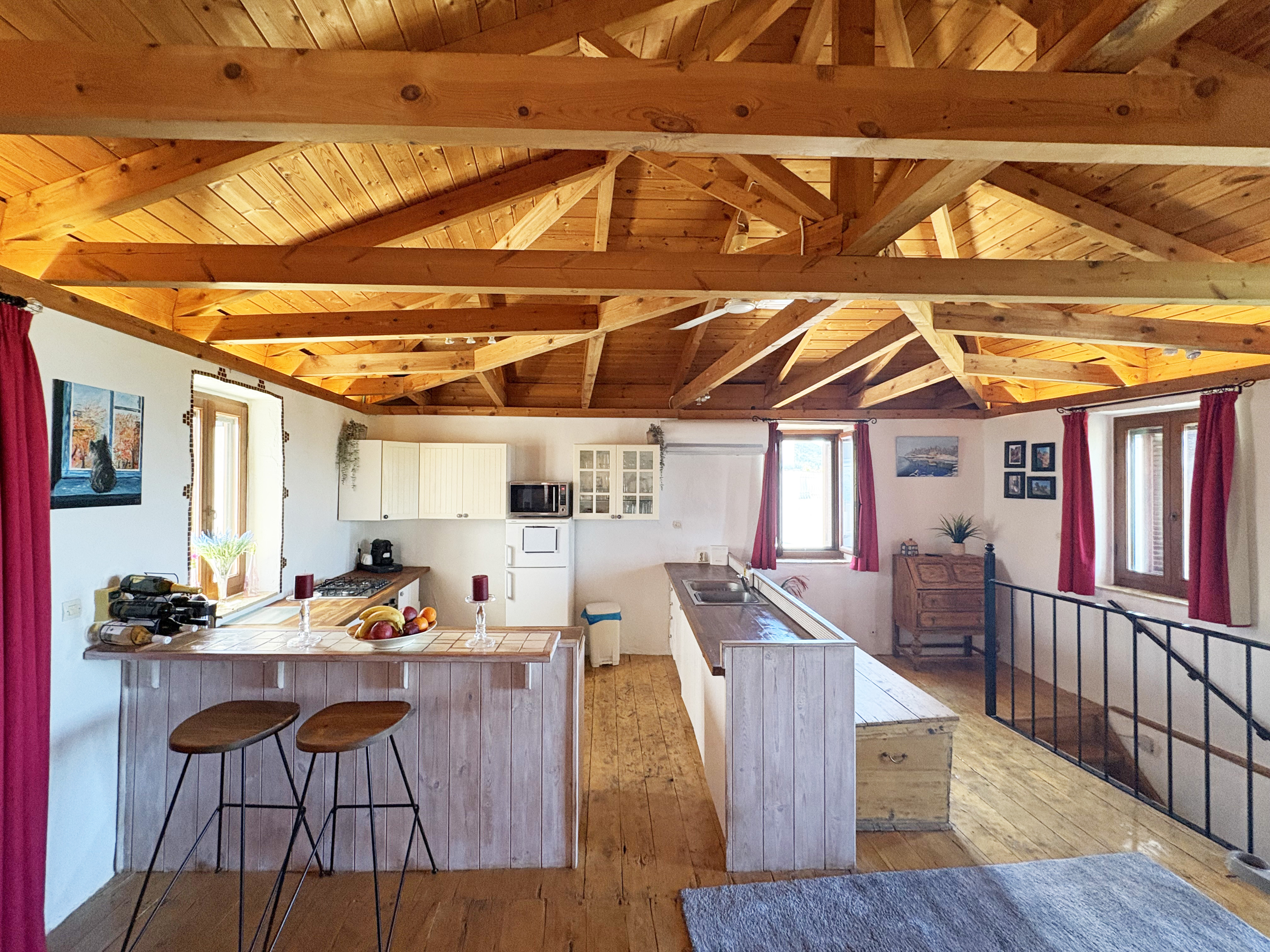 Kitchen and dining area inside the Katouna village house